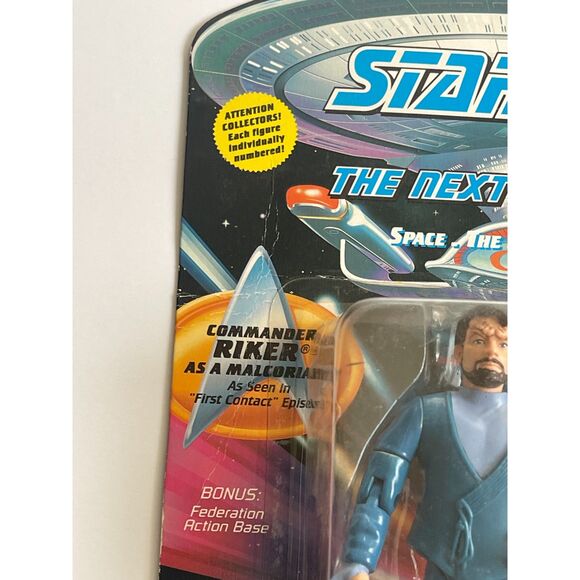 Star Trek TNG Cmdr WIL RIKER as Malcorian Alien Action Figure SPACE CAP MOC 1994 - Picture 3 of 7